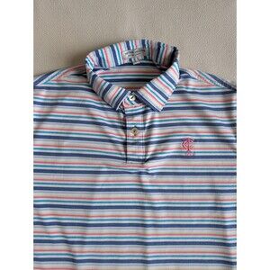 Peter Millar Summer Comfort Polo Shirt Large Blue Pink Performance Golf Boys